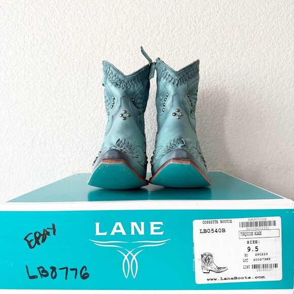 Lane COSSETTE Womens Cowboy Bootie 9.5 Turquoise Blue Cowgirl Western Short Boot - Picture 10 of 11